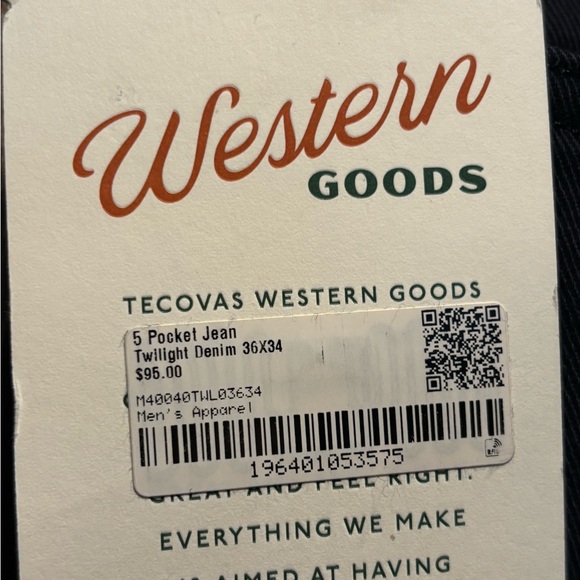 Tecovas Men's Navy Straight Jeans 36x34 - Picture 2 of 4